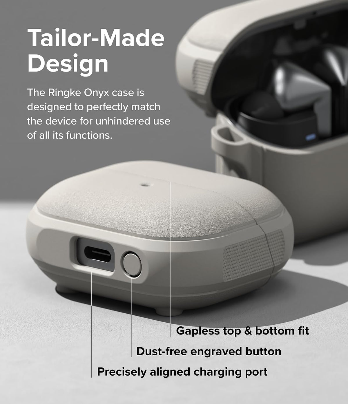 Ringke open case with Galaxy Buds inside showing precise fit