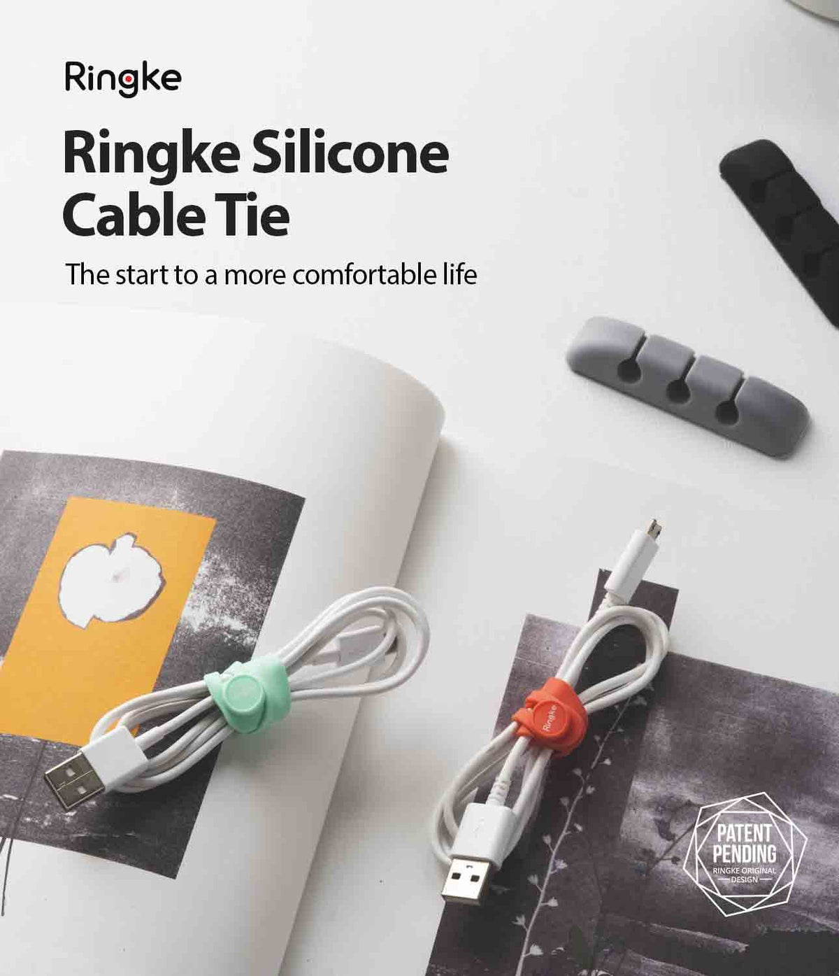 Ringke silicone cable ties with adjustable length options for bundles