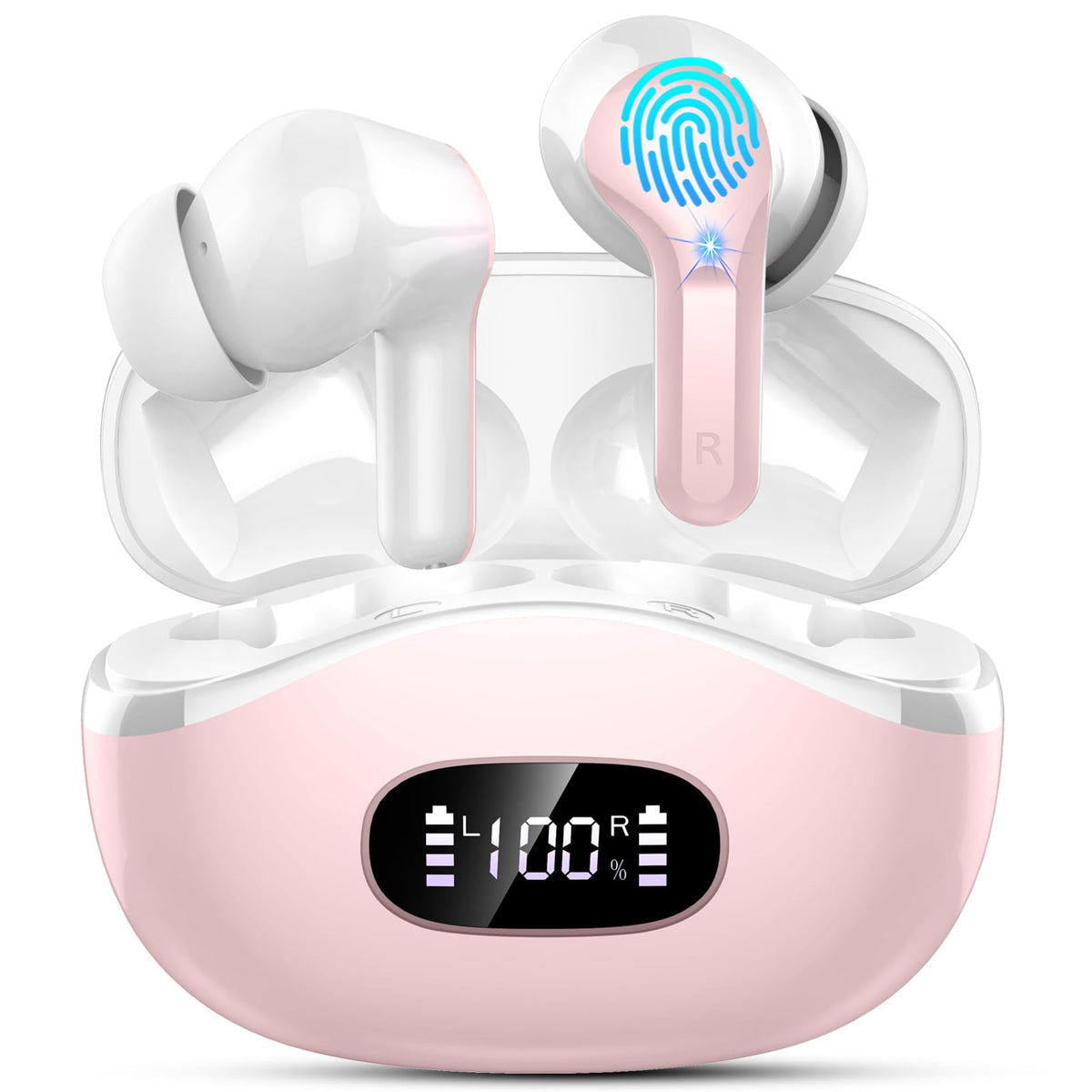Rinsmola wireless earbuds case front view for portable charging on the go