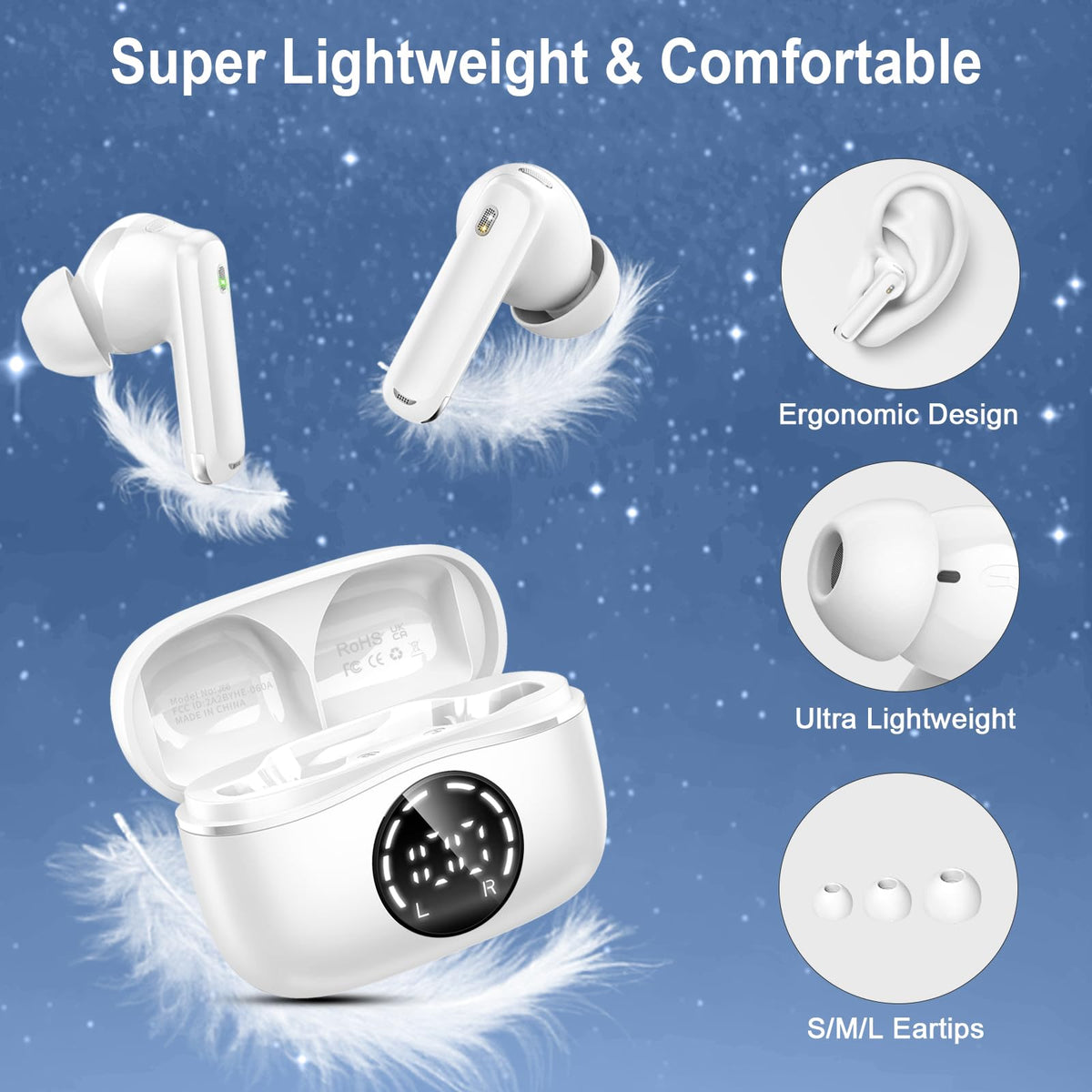 Rinsmola earbuds ultra lightweight design for long wear