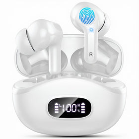 Rinsmola wireless earbuds in charging case with USB-C charging for quick power