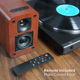 RIOWOIS remote and front controls for easy source switching and volume