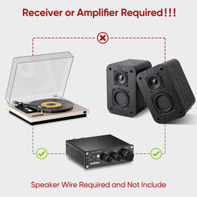 RIOWOIS beside record player showing scale and compatibility with turntable setups