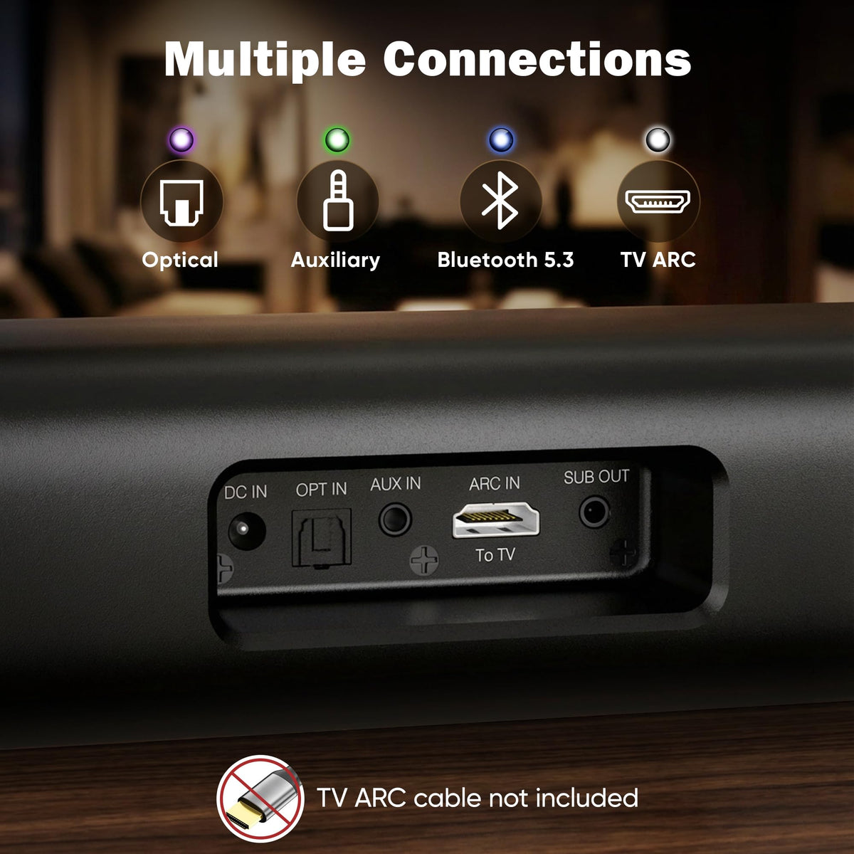 RIOWOIS soundbar enhances movie night with vivid sound.