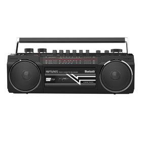 Riptunes front view showing speakers and cassette door for clear retro playback
