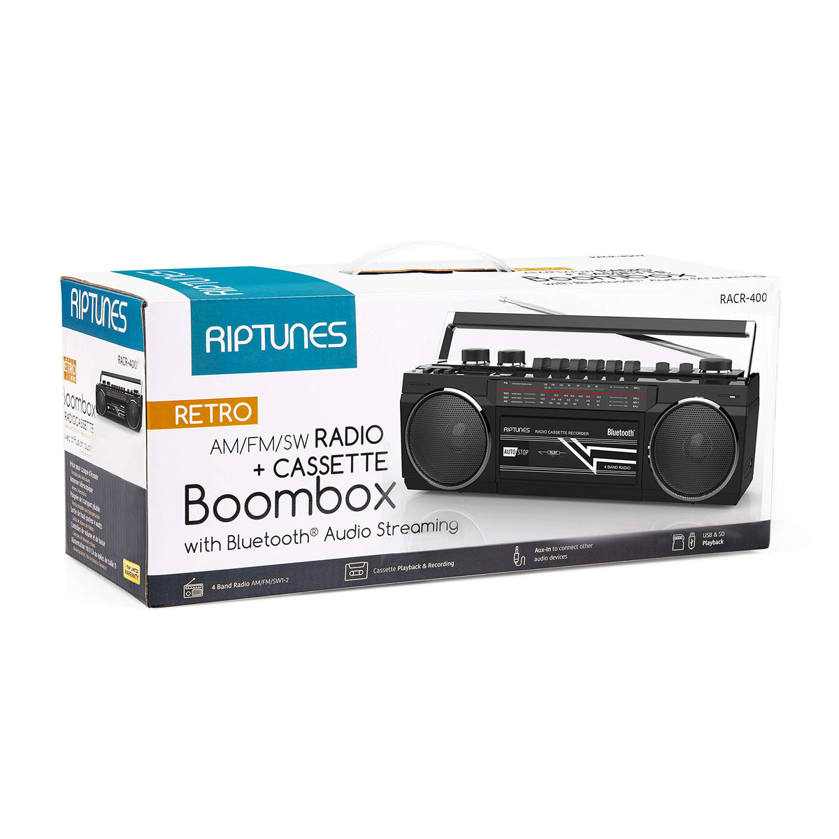 Riptunes paired with phone via Bluetooth for wireless streaming convenience