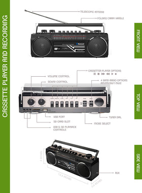 Riptunes telescopic antenna extended to improve radio and shortwave reception