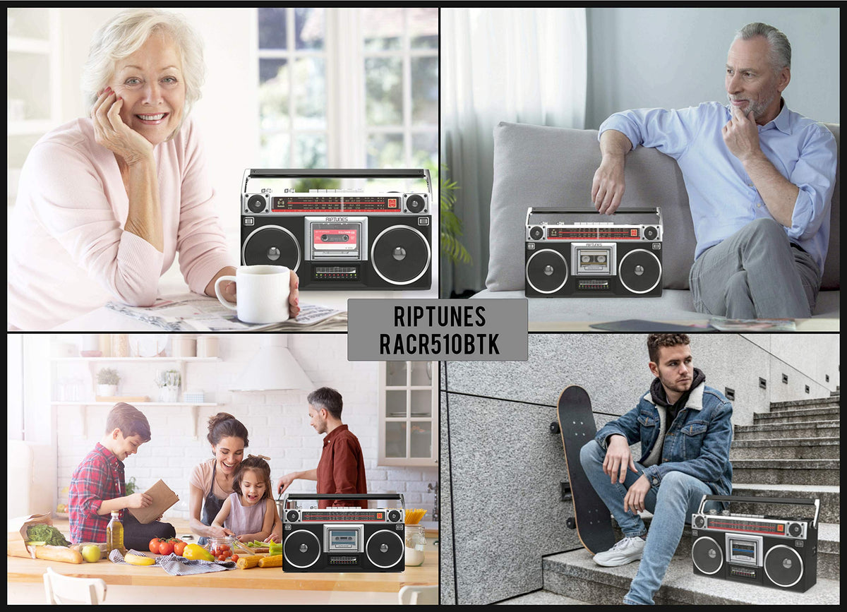 Riptunes recording to USB action showing on-device cassette-to-MP3 recording benefit