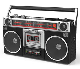 Riptunes held in hand to show scale and portability for easy transport benefit