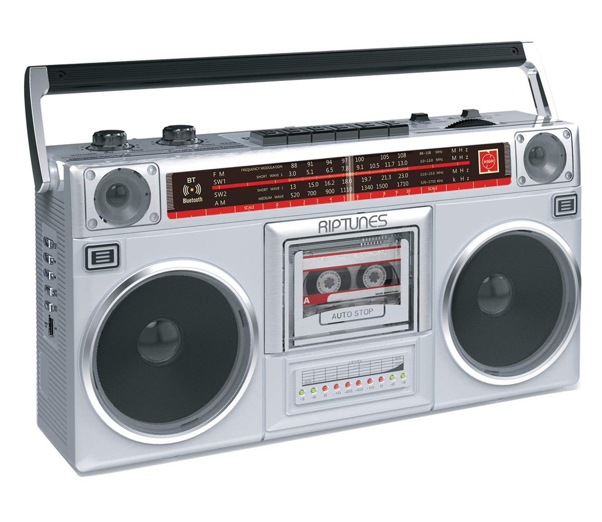 Riptunes RACR510BT headphone jack for private listening.