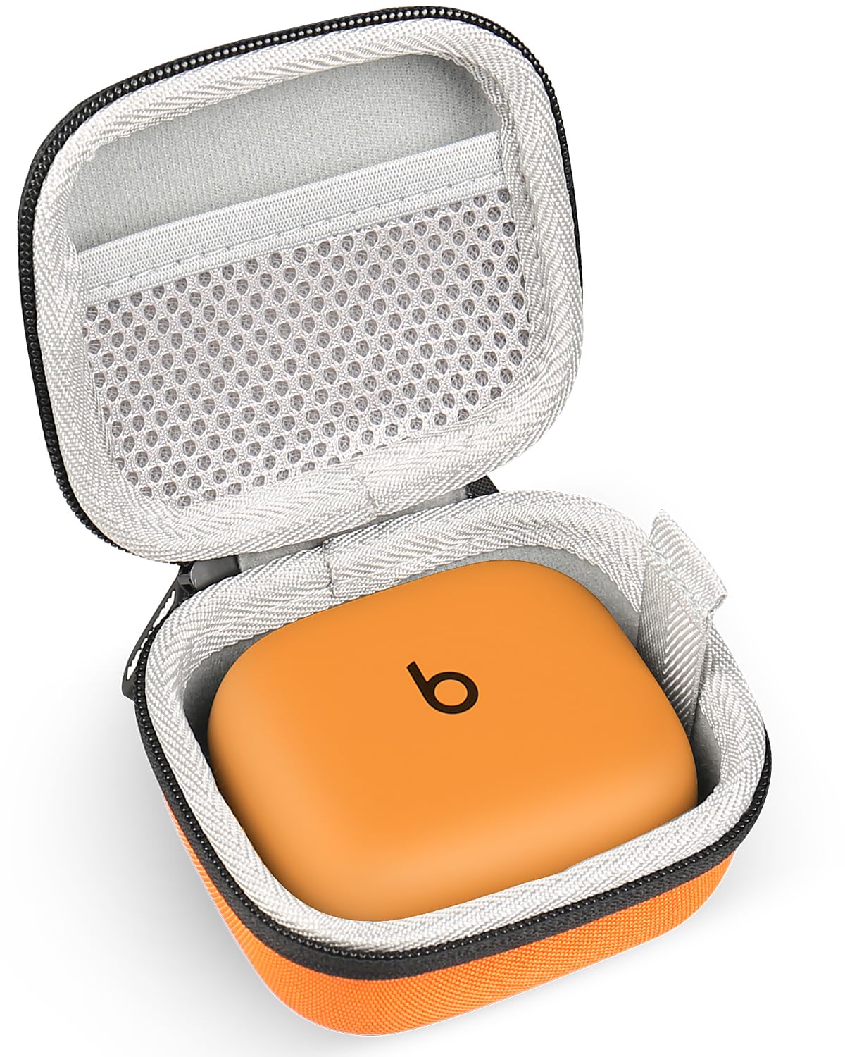 RISETECH front view of orange hard-shell case showing compact protection