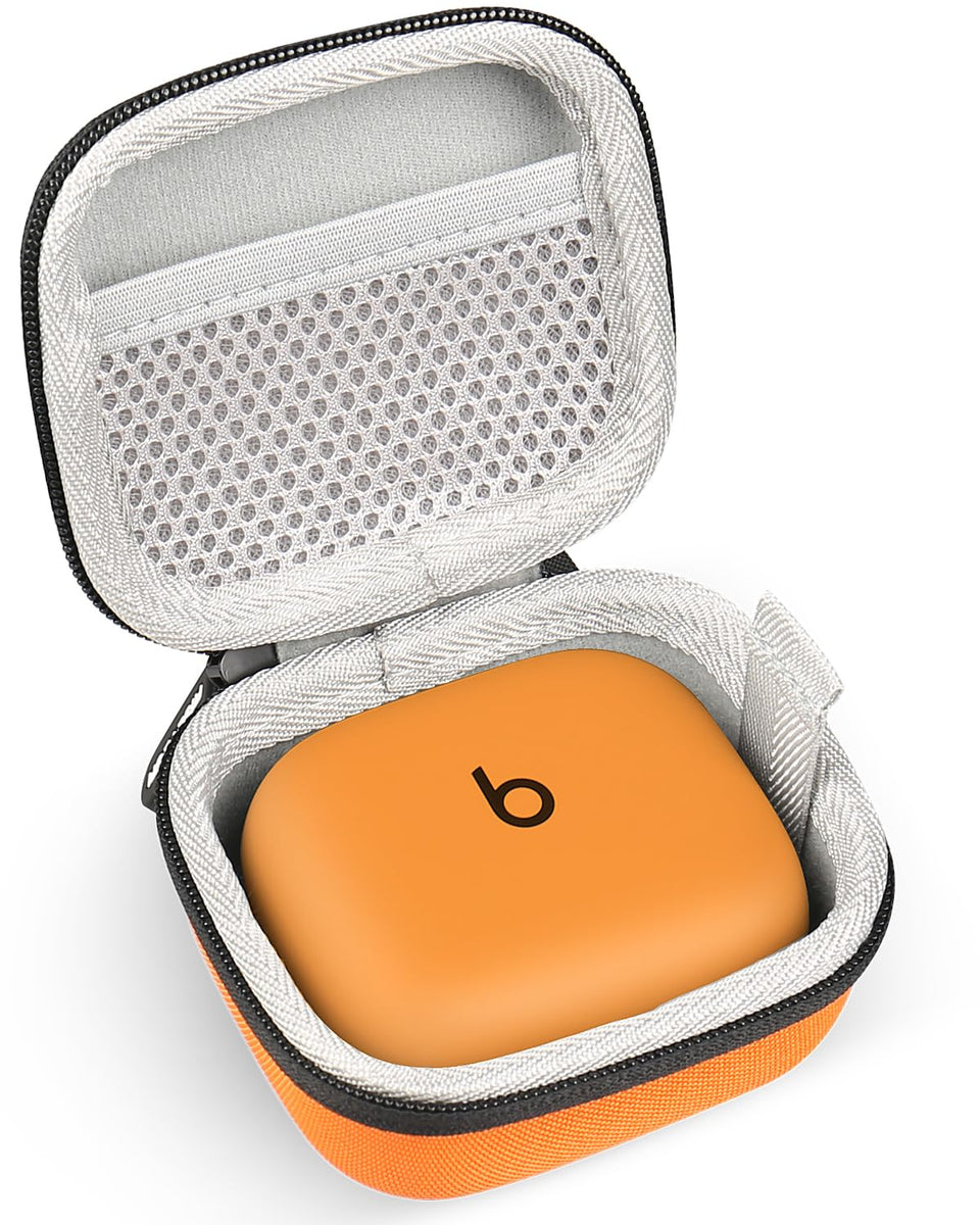 RISETECH front view of orange hard-shell case showing compact protection