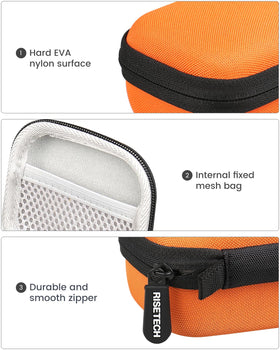 RISETECH internal mesh pocket holding cable and ear tips for neat storage