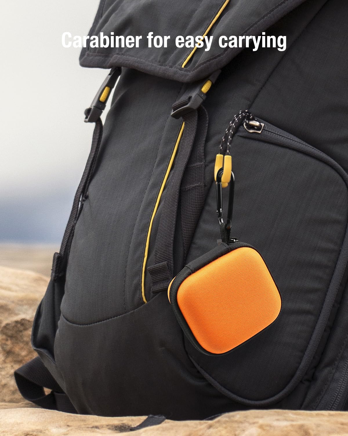 RISETECH case next to smartphone showing pocket-friendly size