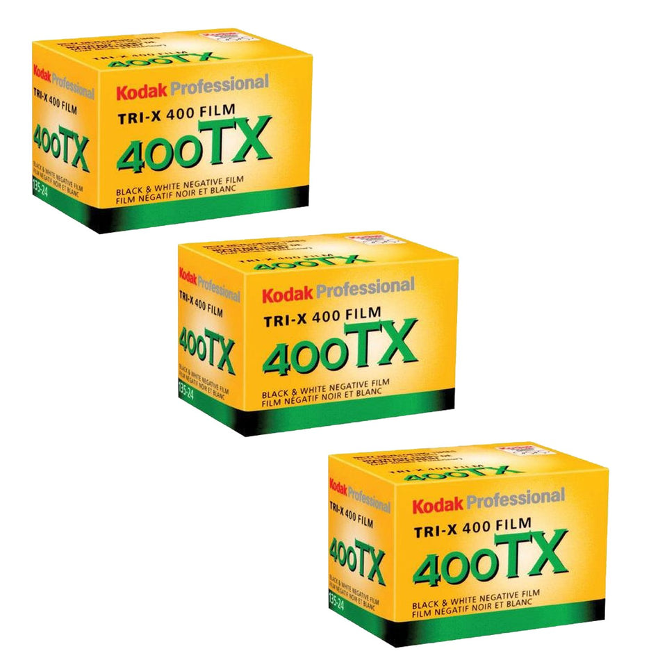 Ritz Camera Kodak Tri‑X 400TX front packaging showing three 24‑exposure rolls, great for reliable shooting
