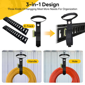 RIVAUTURM Extension cord holder with rubber handle for easy lifting.
