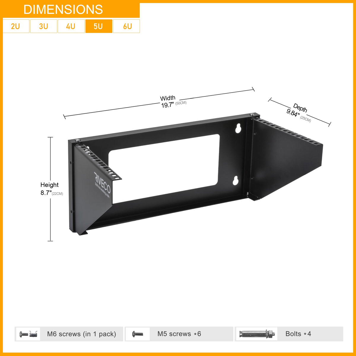 RIVECO 5U rack mounted on wall demonstrating versatility