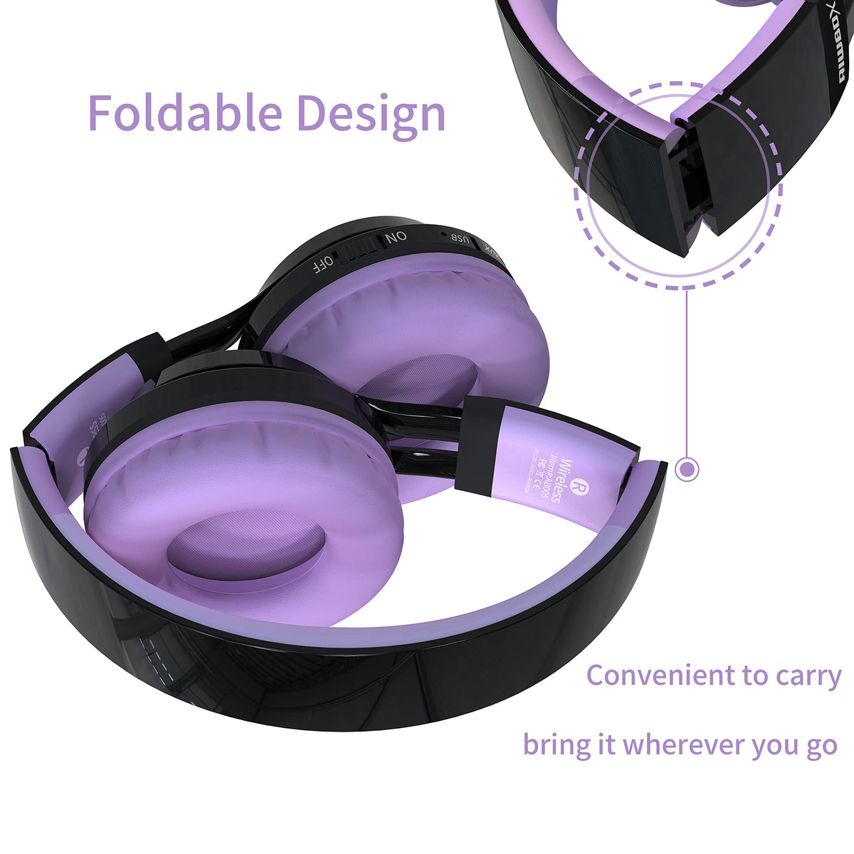 Riwbox AB005 Bluetooth 5.3 headphones with built-in microphone for calls