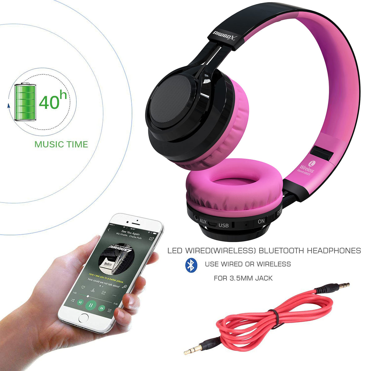 Riwbox AB005 adjustable headband provides comfortable fit for growing kids.