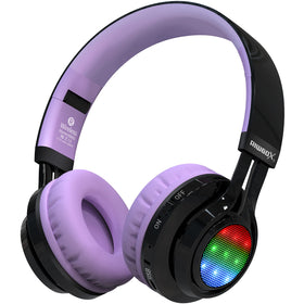 Riwbox AB005 kids headphones with LED lights syncing to music for fun listening