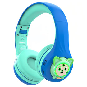 Riwbox CB-7S kids headphones folded for travel and compact storage