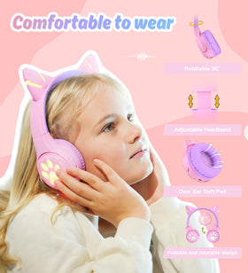 Riwbox CF9 LED ear cups glow purple for nighttime use