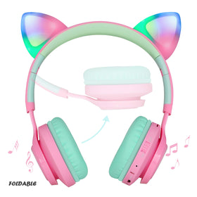 Riwbox CT-7 cat ear LED close-up highlighting color-changing lights and fun visual appeal