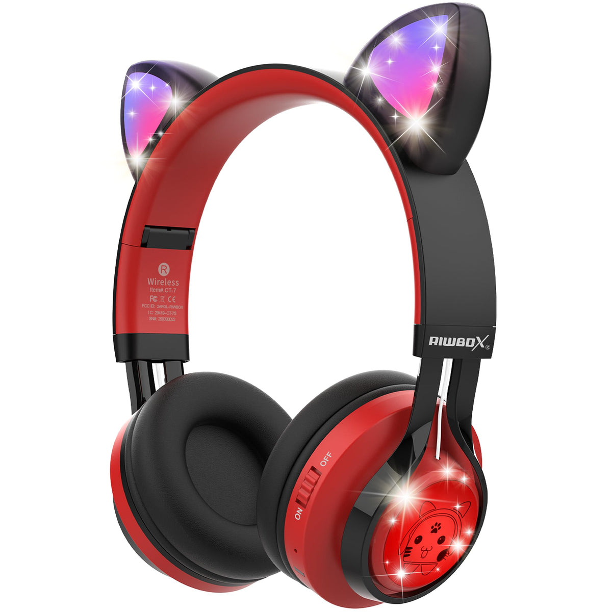Riwbox CT-7 front view showing red and black design and cat face logo, stylish comfort