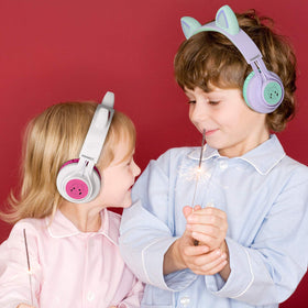 Riwbox CT-7 worn on head to show size and comfortable fit for kids