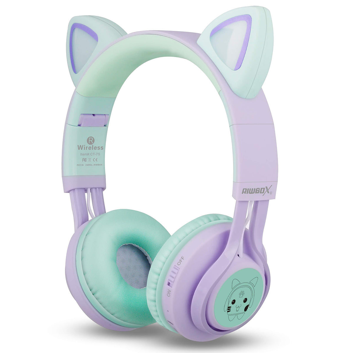 Riwbox earcup glowing logo detail highlighting visual appeal and easy recognition