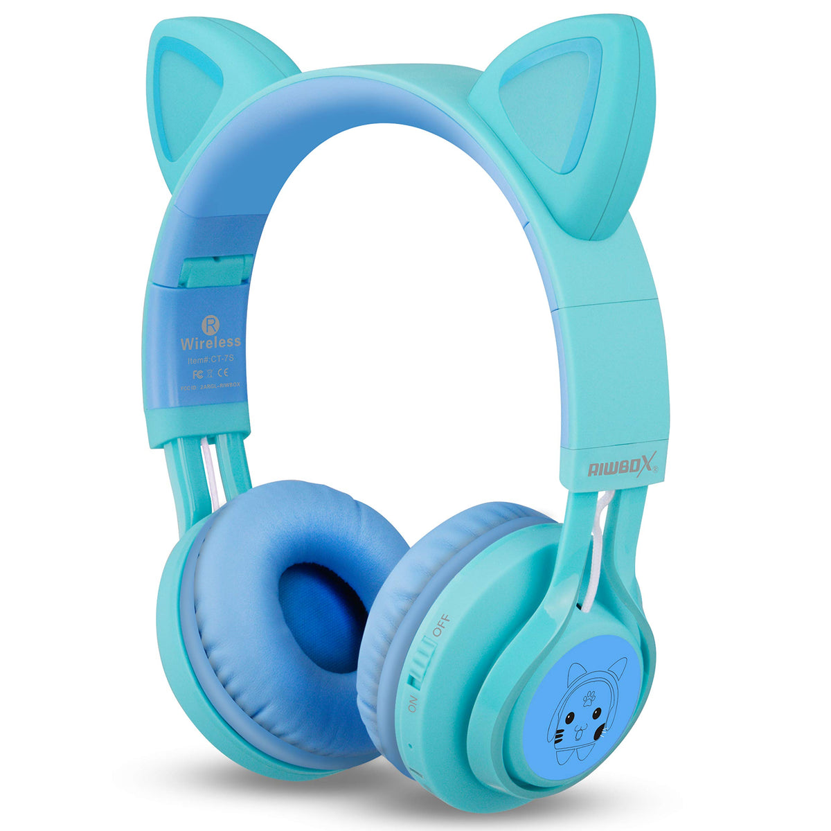 Detailed view of Riwbox padded earcup for comfortable child-friendly wear