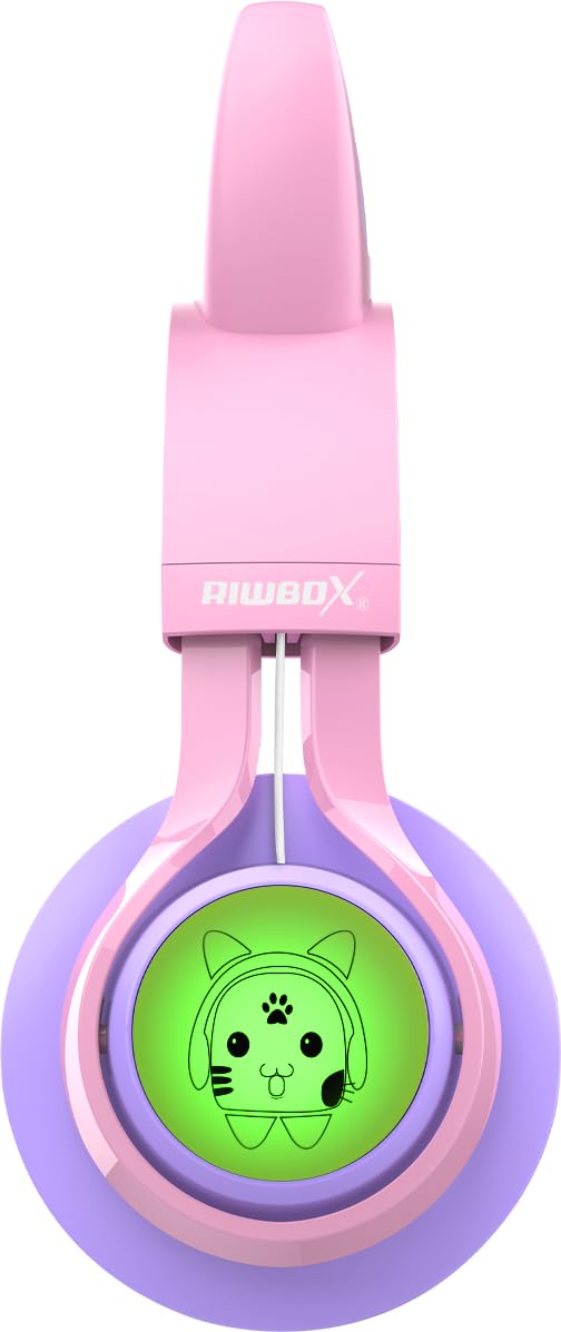 Riwbox CT-7S held by a child hand showing scale and adjustable headband for growing kids
