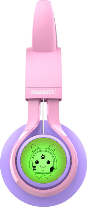 Riwbox CT-7S held by a child hand showing scale and adjustable headband for growing kids