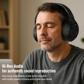 Riwbox AC2 earpad close-up highlighting breathable protein leather for comfort.