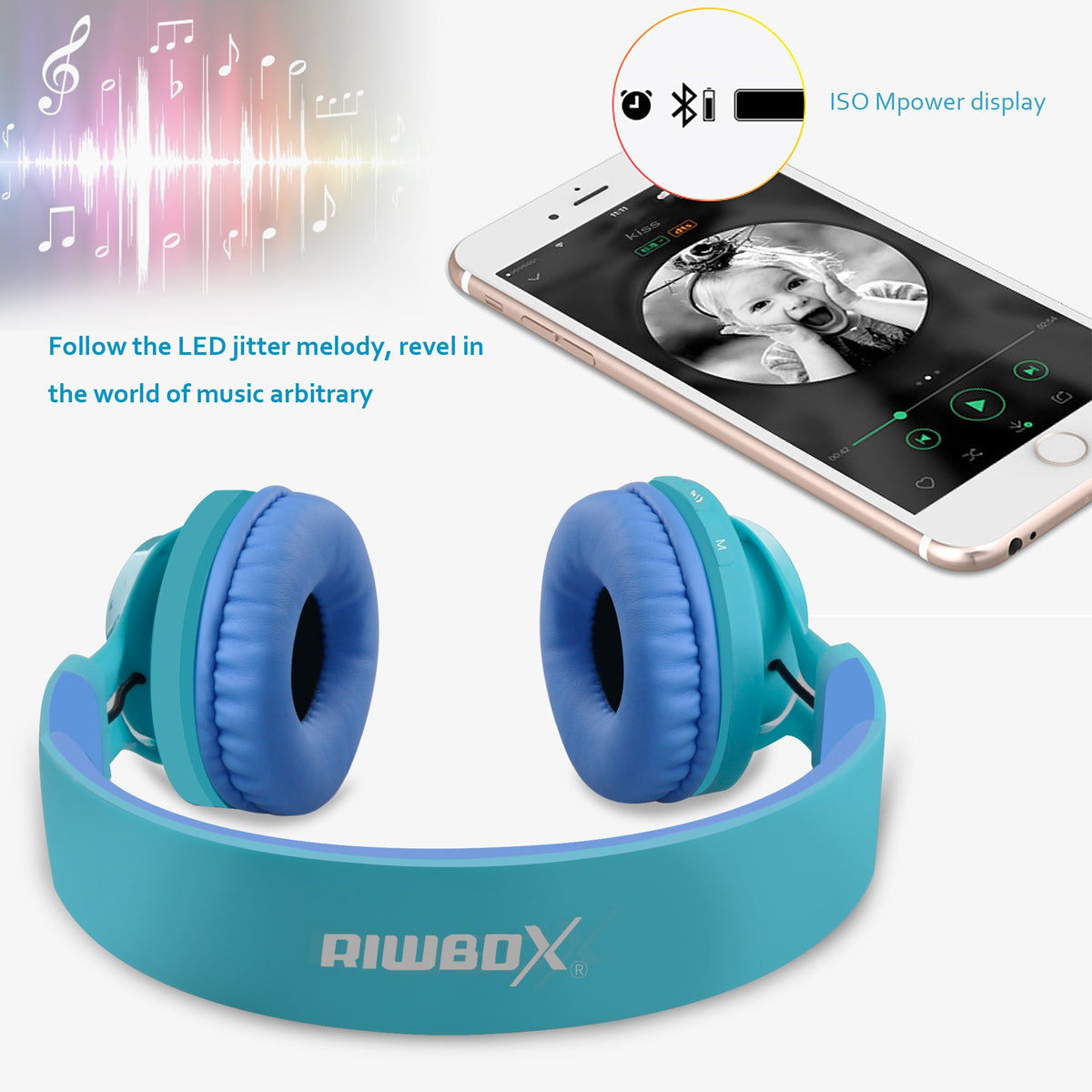 Riwbox WT-7S earcup controls and microphone for easy calls and playback management