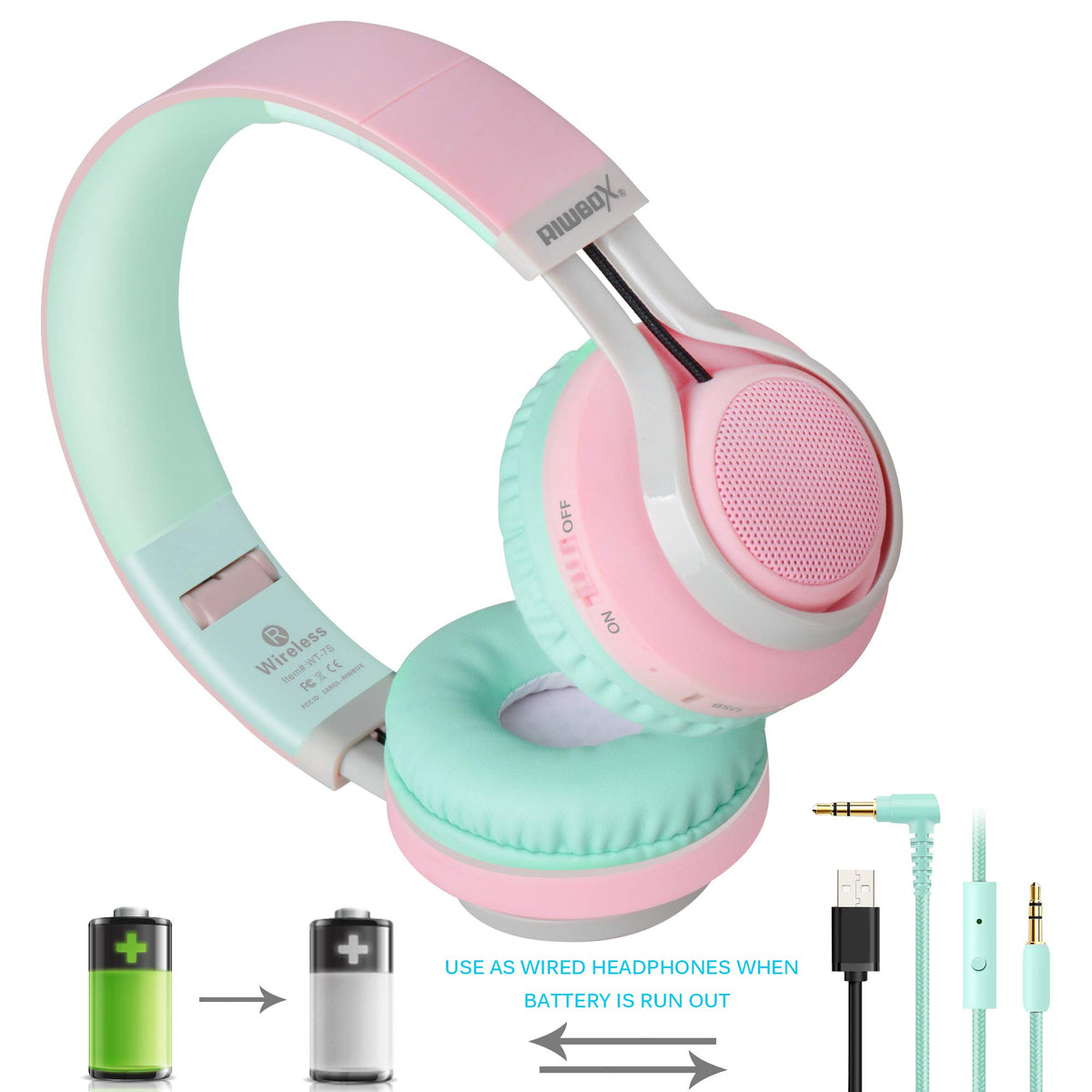 Riwbox WT-7S earcup controls detail showing buttons for quick playback control