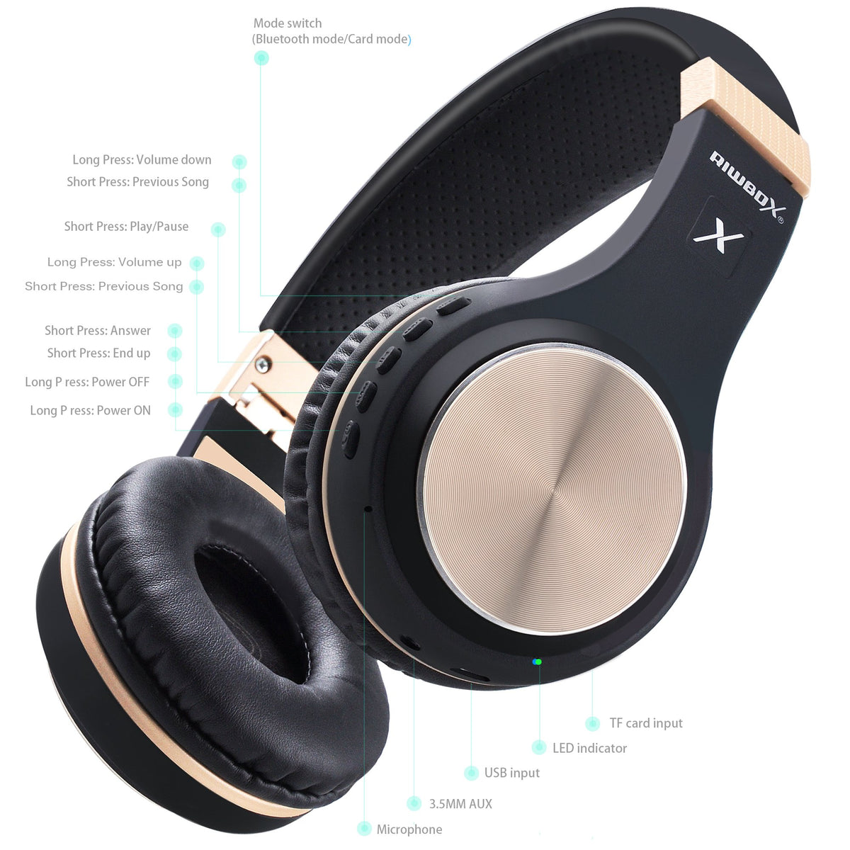Riwbox XBT-80 50mm drivers deliver rich bass and clear highs.