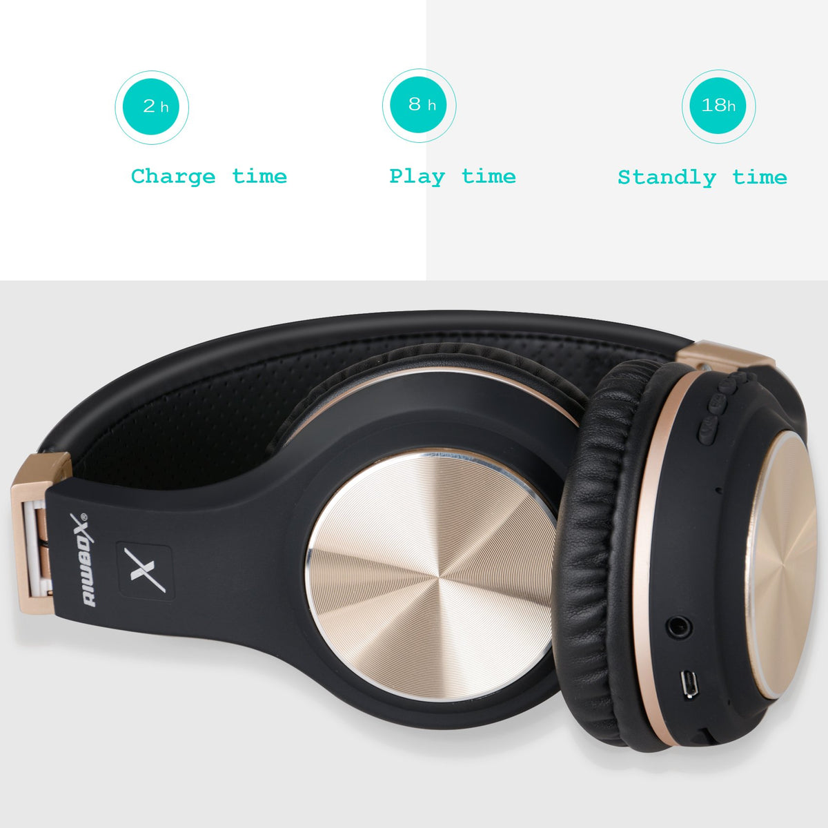 Riwbox XBT-80 built-in microphone with inline controls for calls.