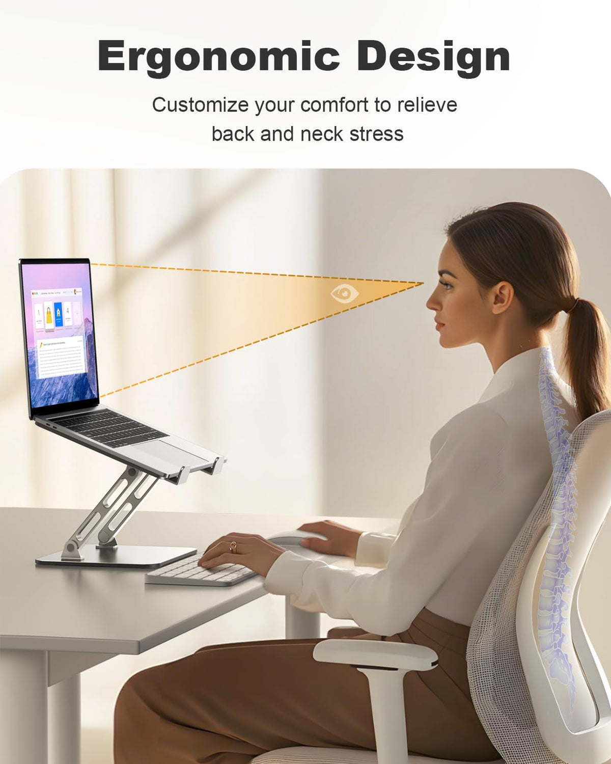 RIWUCT dual-bar laptop stand delivers stable support for busy desks.