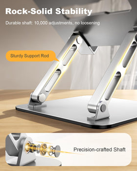 RIWUCT laptop stand in foldable compact design ideal for travel.