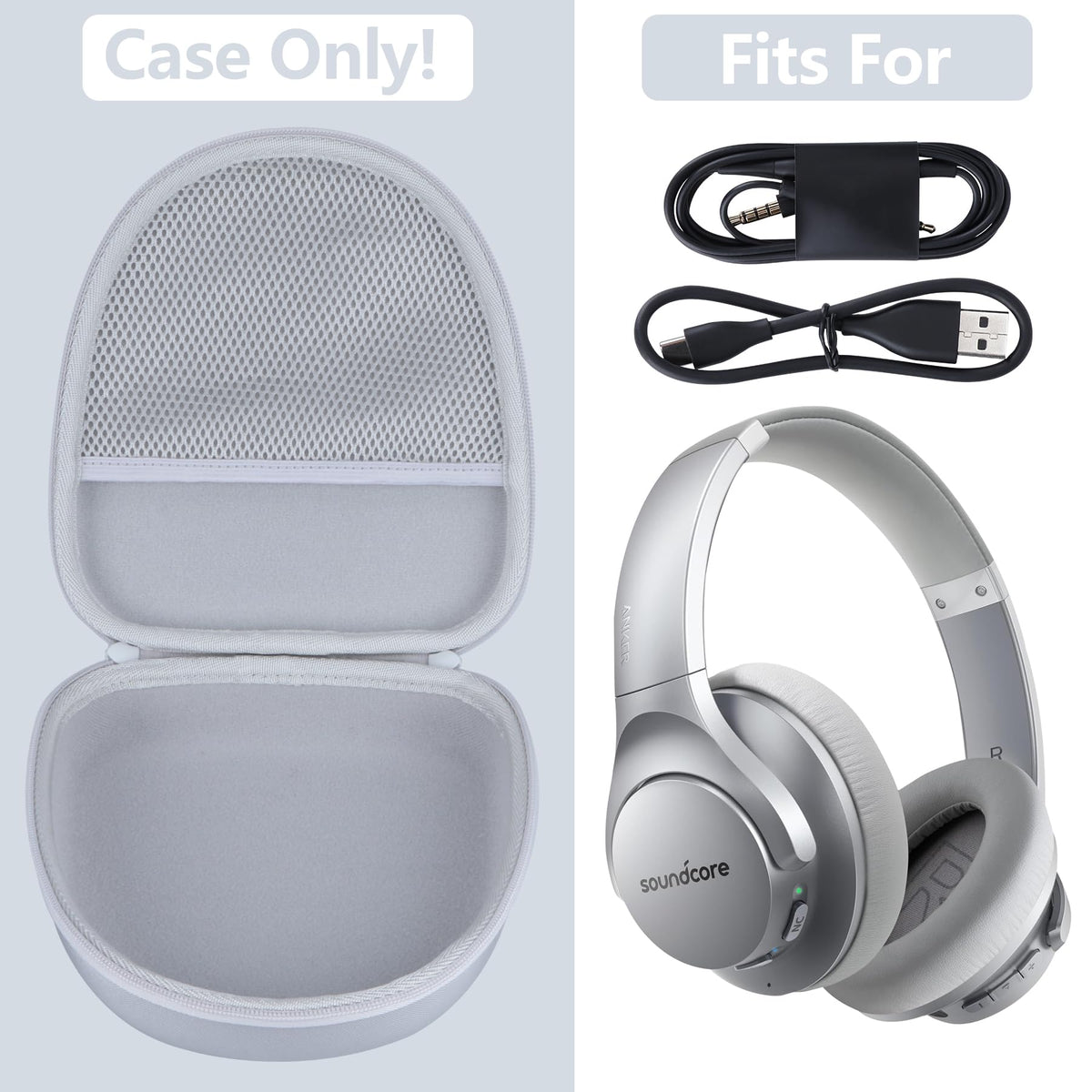 RIYADAone velvet-like interior cushions Soundcore Life headphones against bumps.