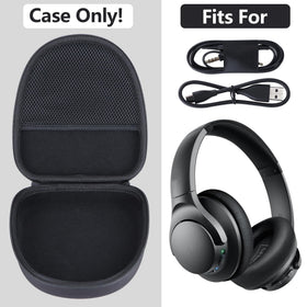 RIYADAone hard case for Anker Life Q35 inside soft lining cushions headphones during commute.