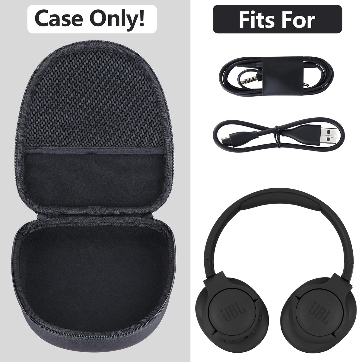 RIYADAone hard case side handle makes carrying JBL Tune headphones easy anywhere