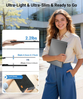 Rizpak 1080p FHD IPS display delivers sharp visuals for work.