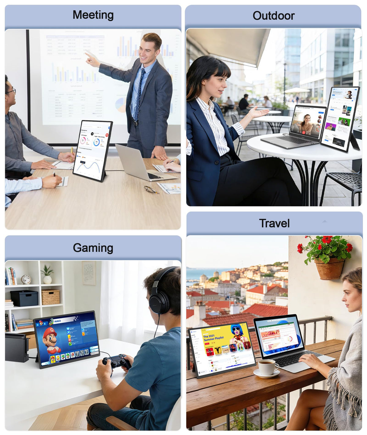 Rizpak travel-ready monitor tucked into a bag for remote work
