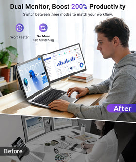 Rizpak dual screen extension modes for flexible viewing.