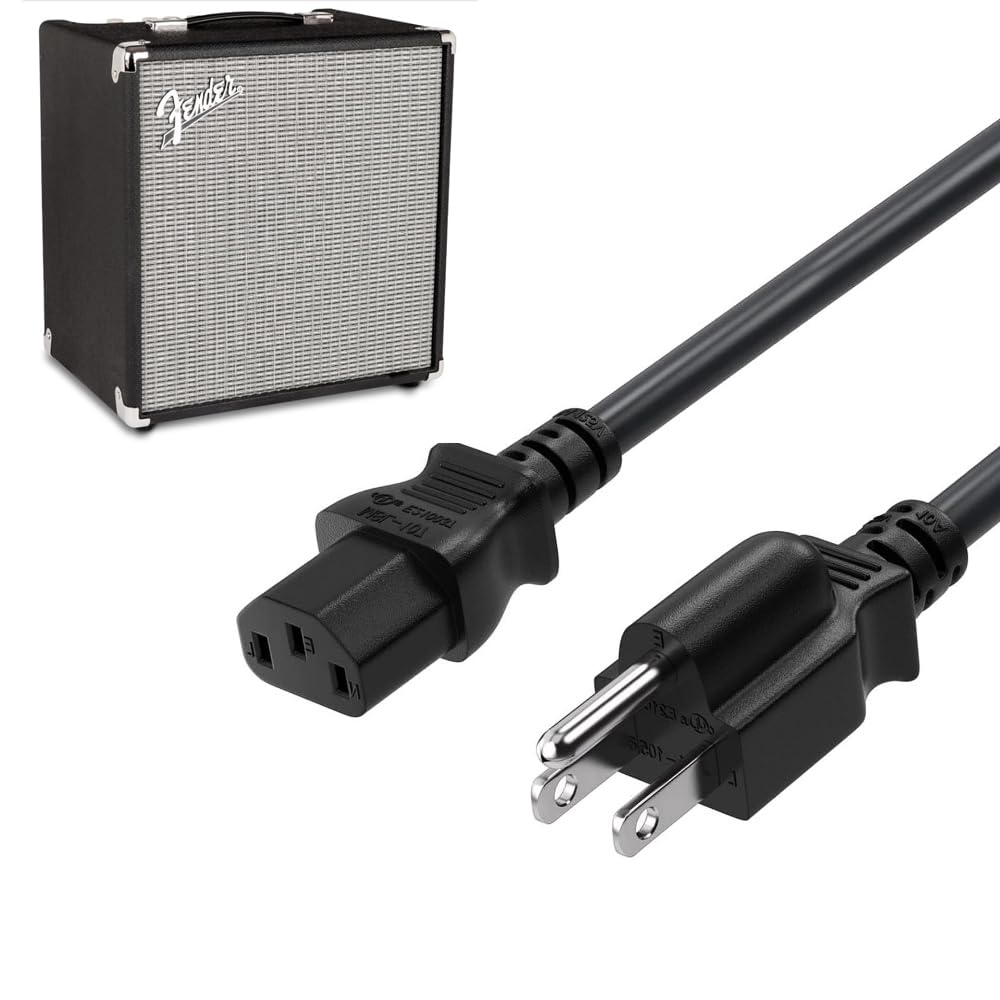 Rjmubaius power cord for Fender amplifiers, 5 ft, 3-prong replacement for safe, stable power connection