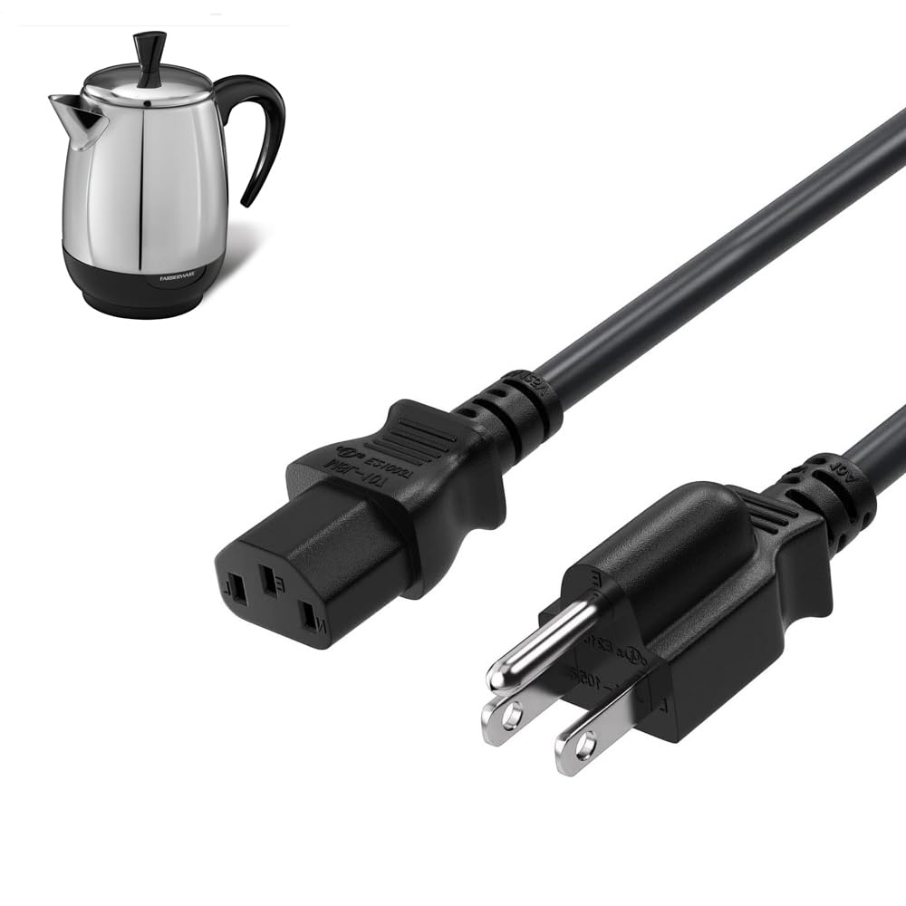 Rjmubaius power cord front view showing plug and C13 connector for safe appliance power