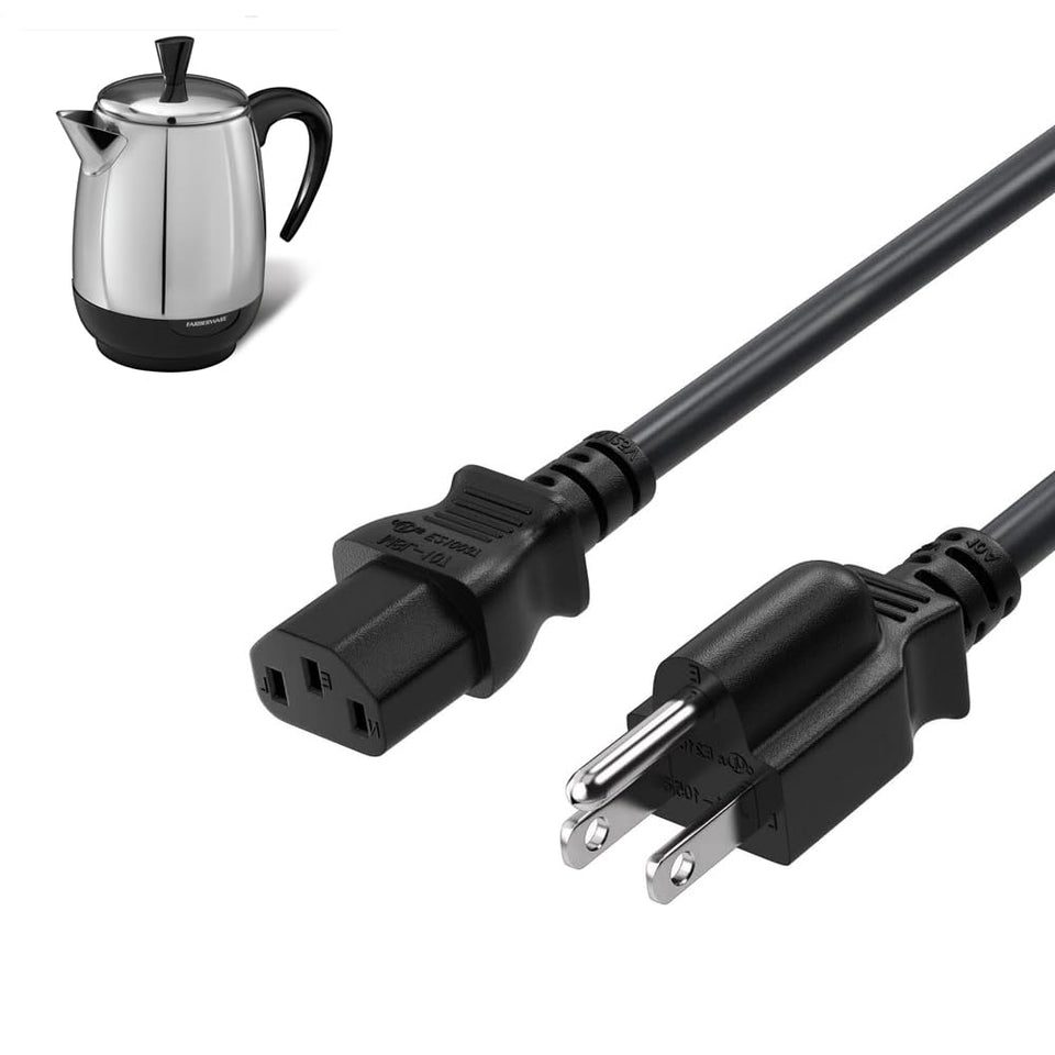 Rjmubaius power cord front view showing plug and C13 connector for safe appliance power