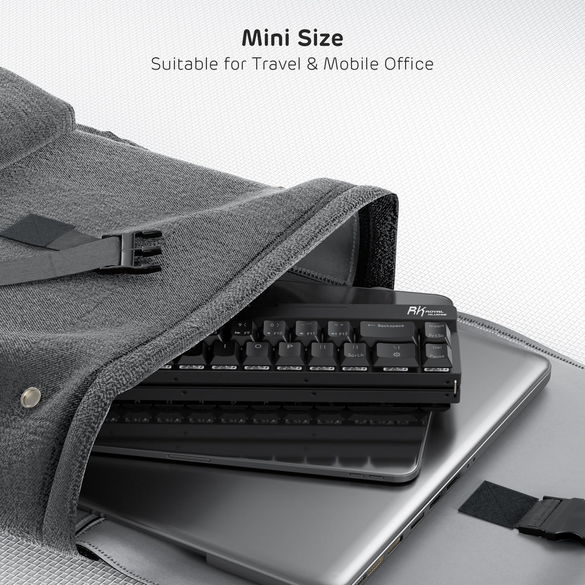 RK ROYAL KLUDGE F68 keycap and low-profile switch detail showing linear red switch responsiveness benefit